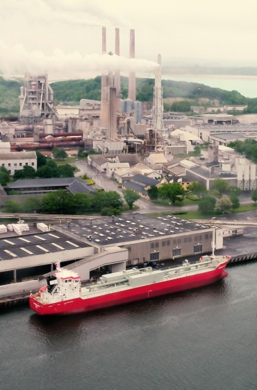 Cement carrier at Aalborg Portland's cement plant, supplier of cement for the Fehmarnbelt tunnel